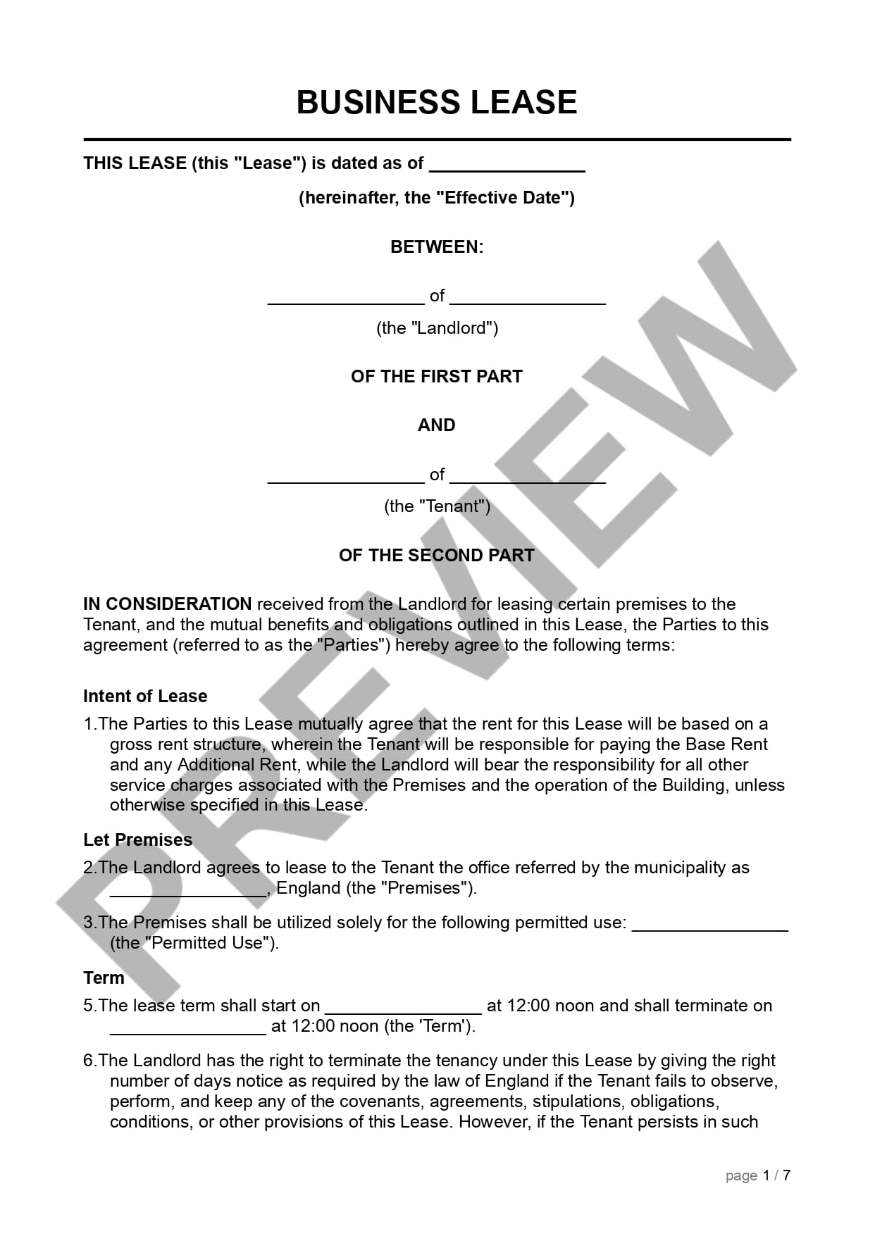 Preview Commercial Lease