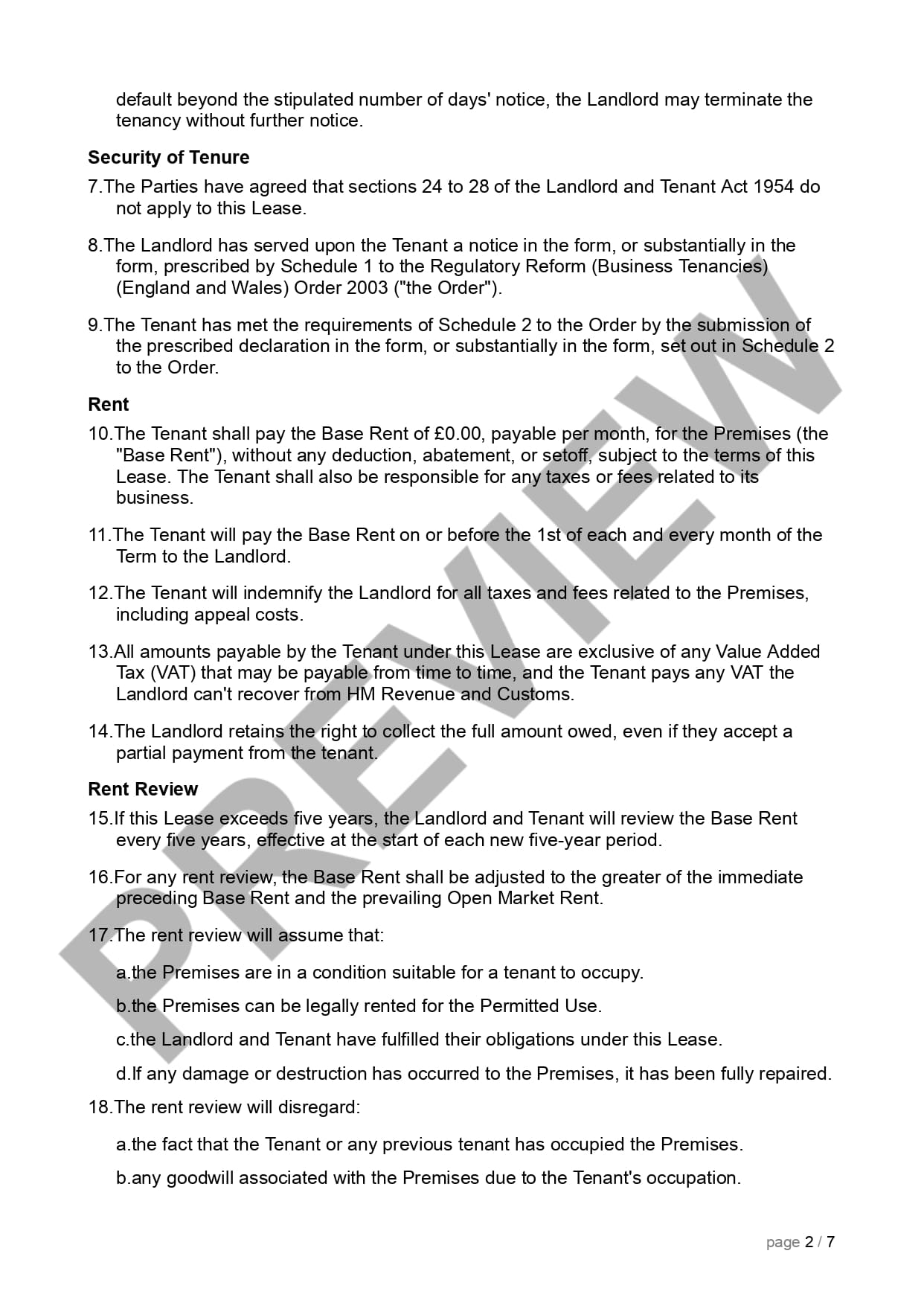Preview Commercial Lease