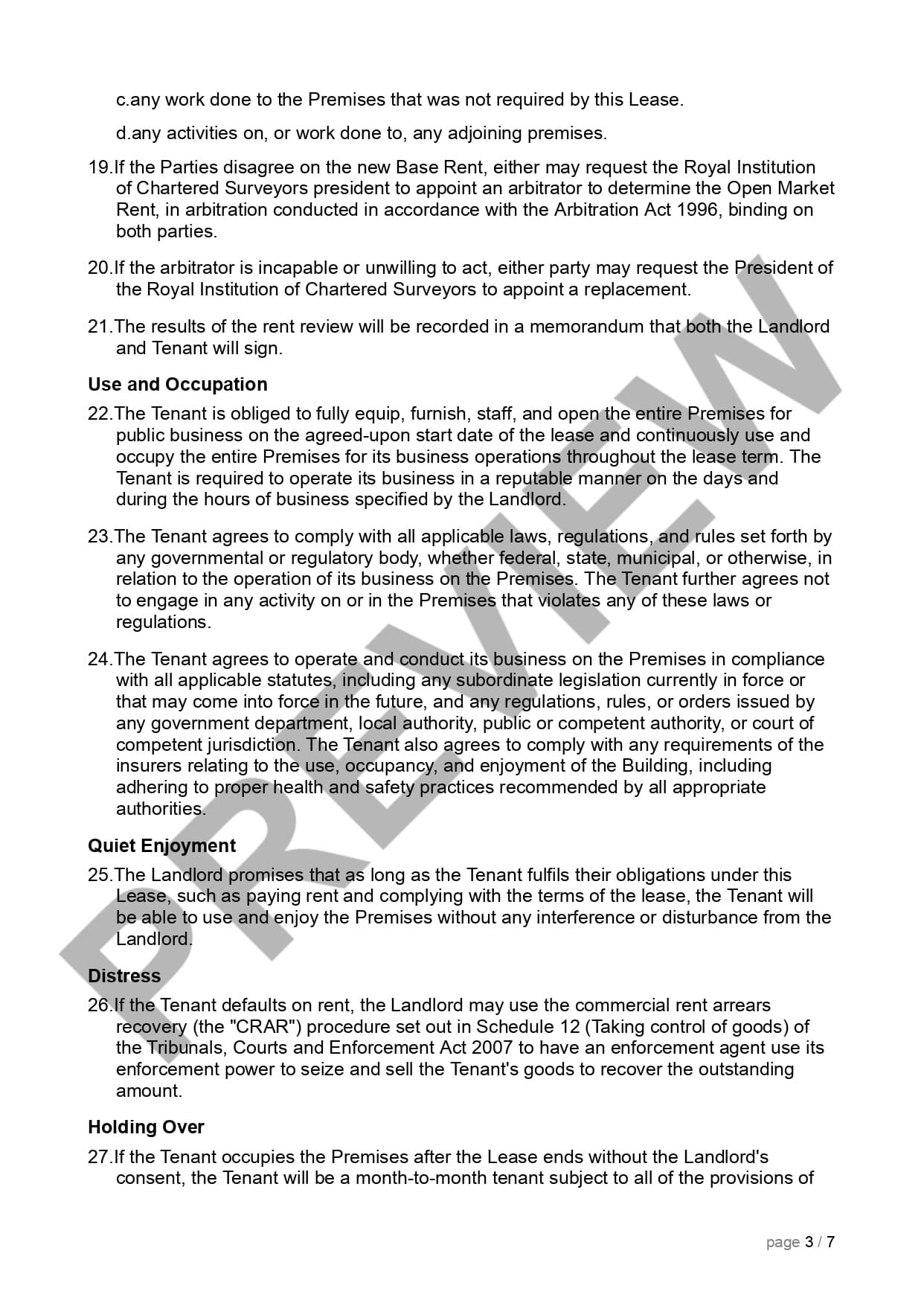 Preview Commercial Lease