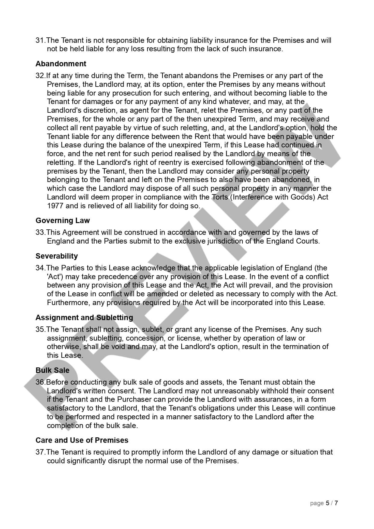 Preview Commercial Lease