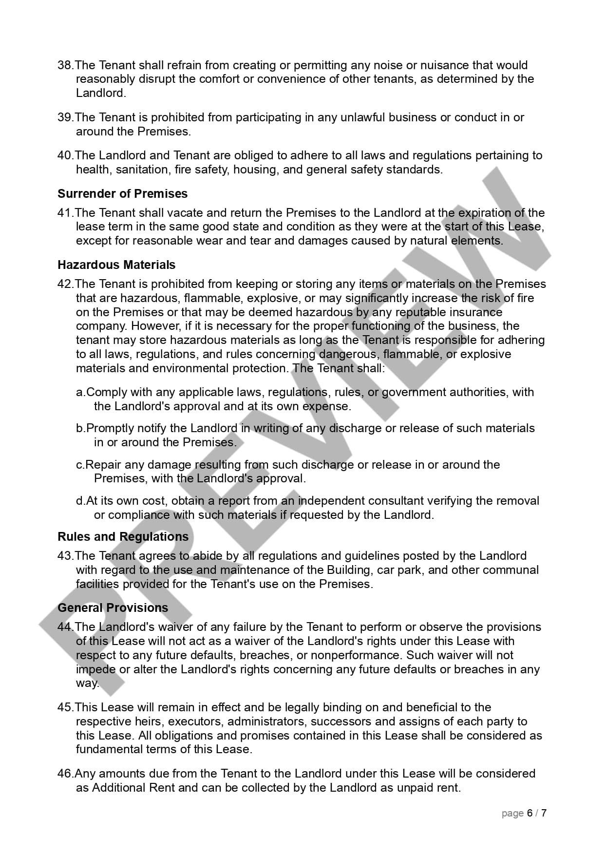 Preview Commercial Lease