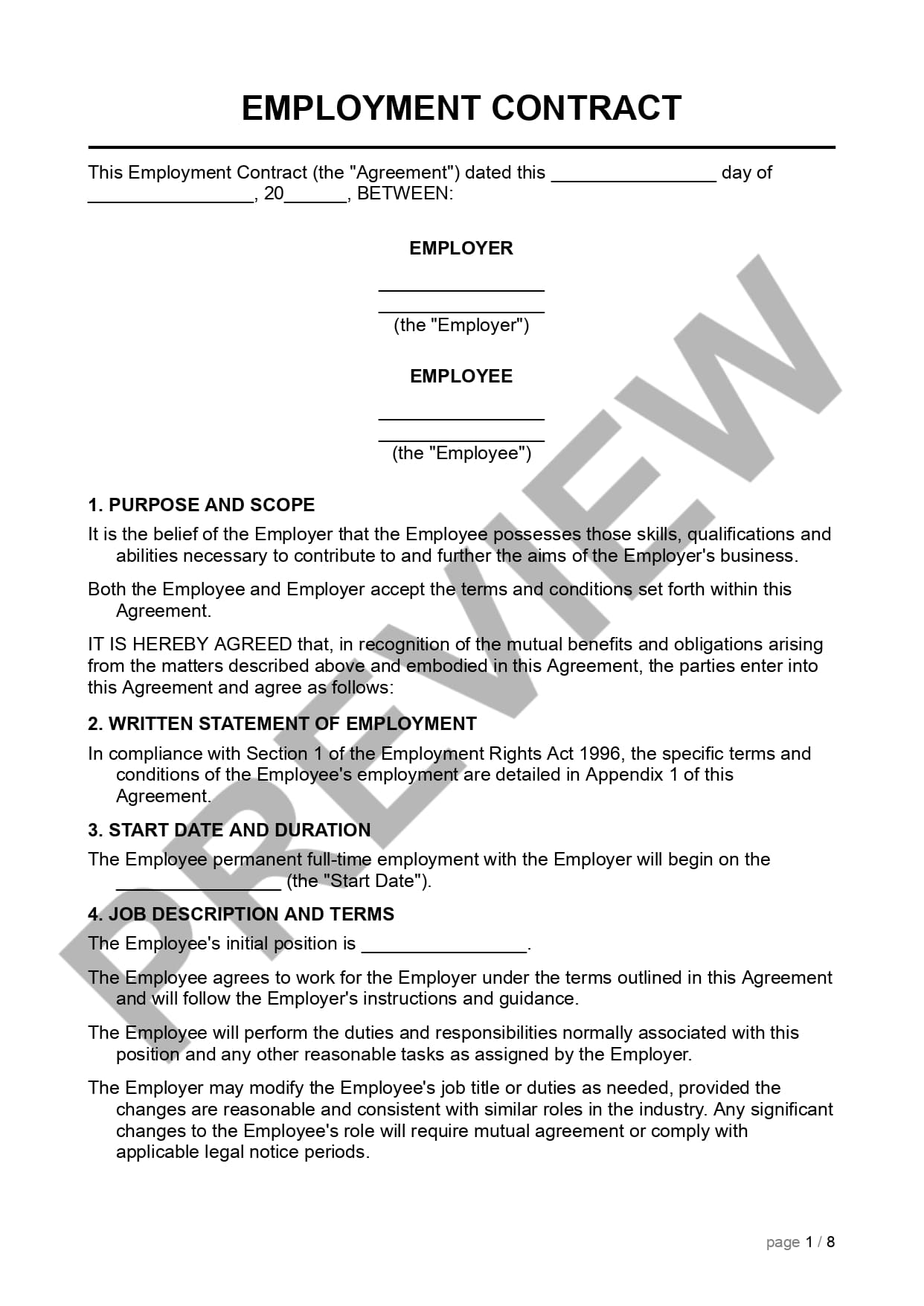 Preview Employment Contract