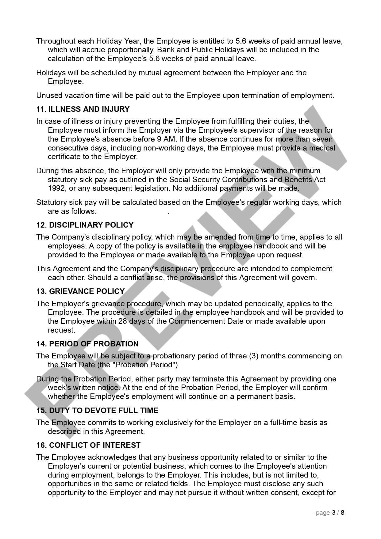 Preview Employment Contract