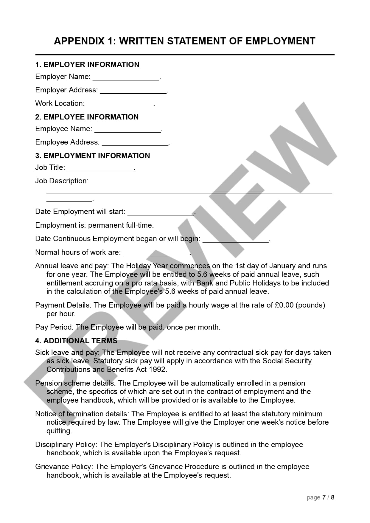 Preview Employment Contract