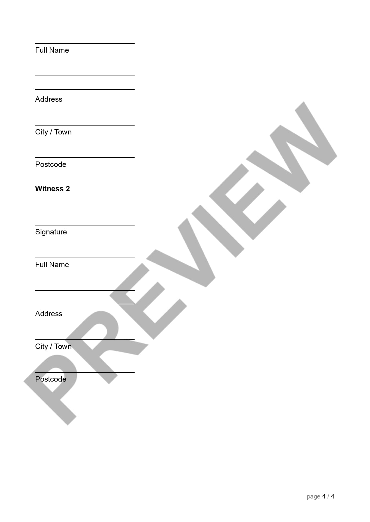Preview Last Will and Testament