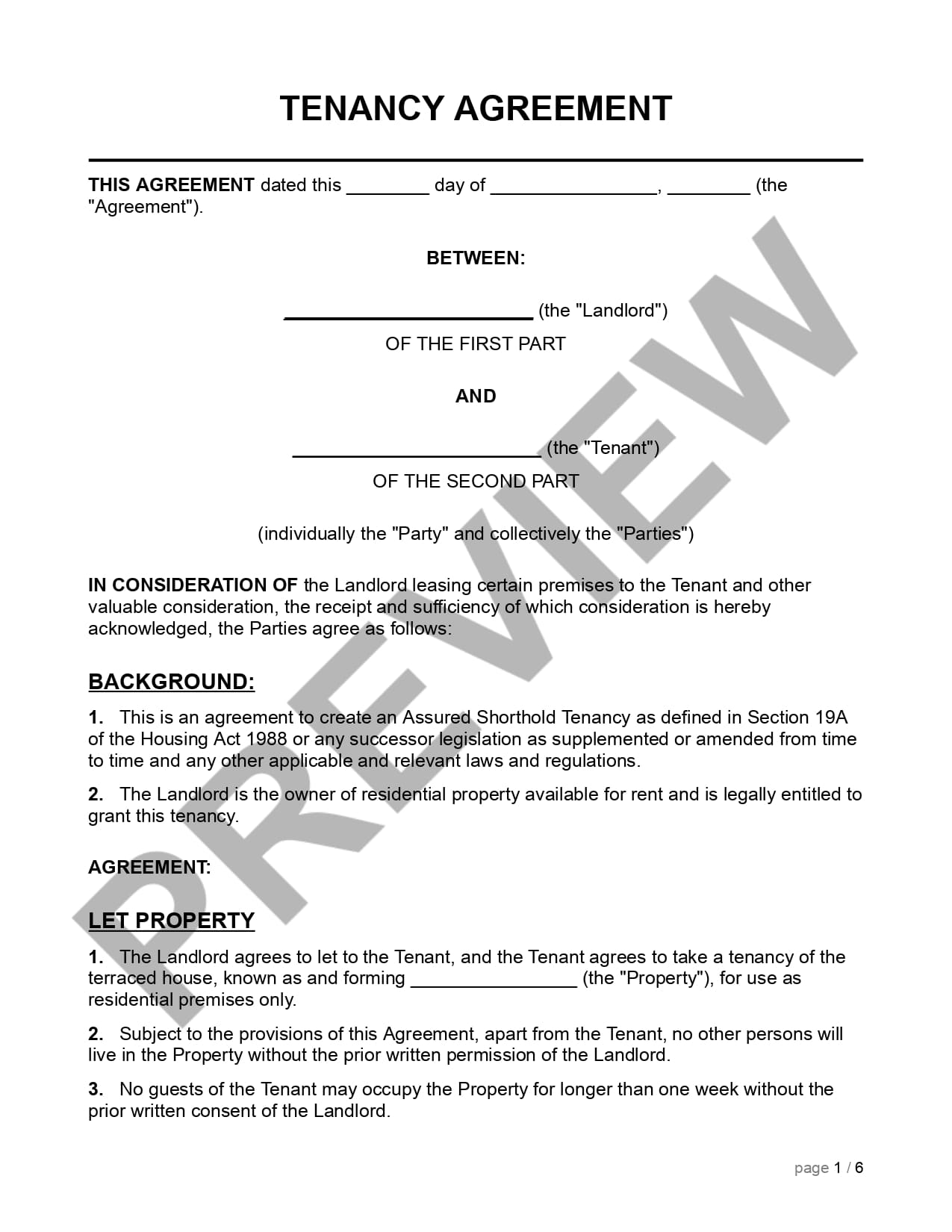 Preview Tenancy Agreement