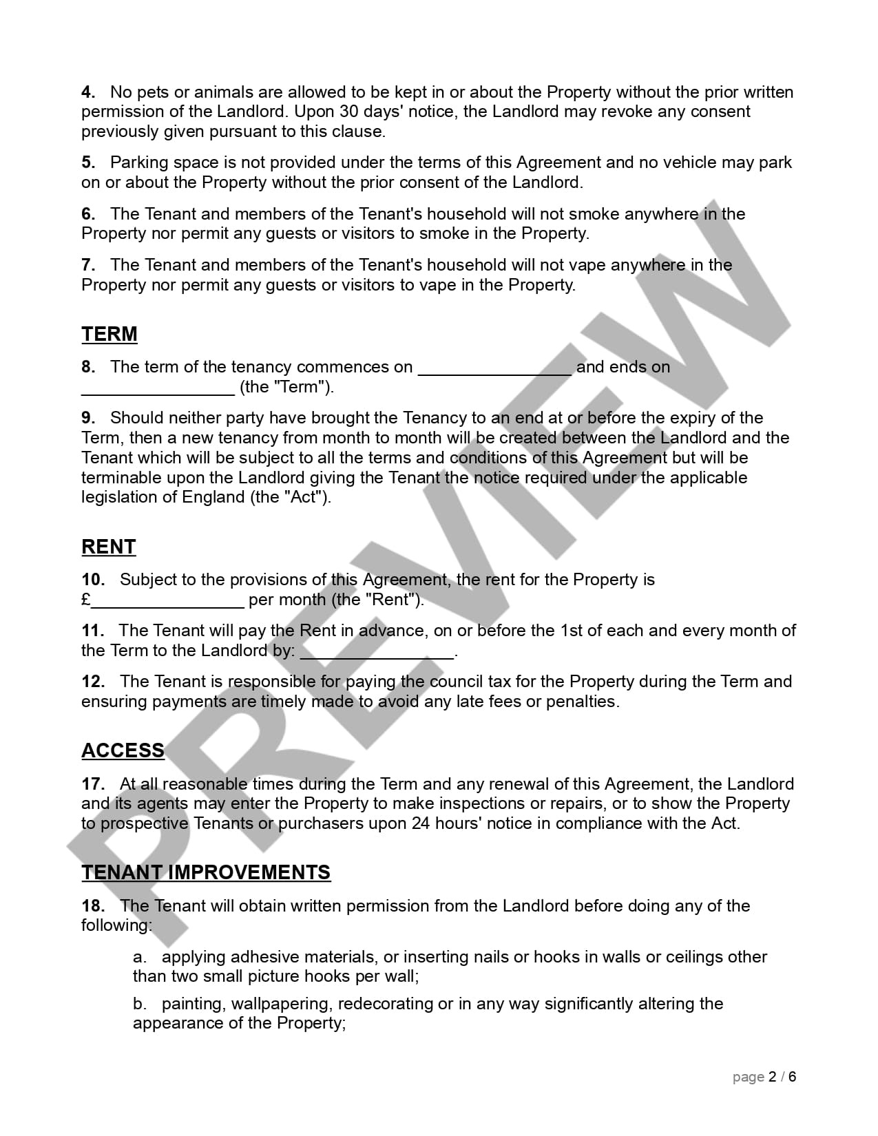Preview Tenancy Agreement