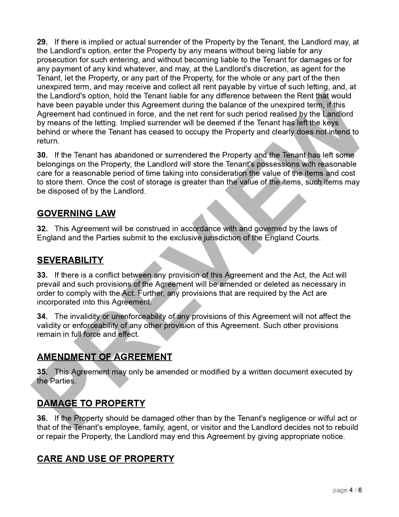 Preview Tenancy Agreement