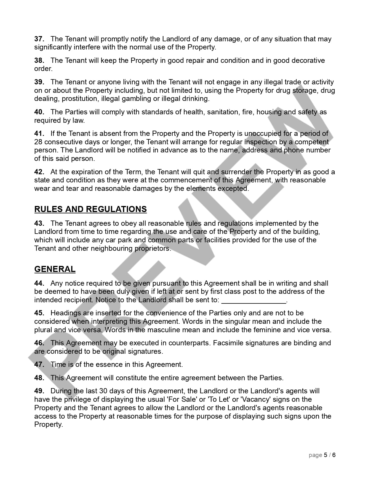 Preview Tenancy Agreement