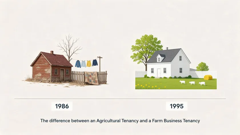 Illustration comparing an older 1986 Act agricultural tenancy with a modern farm business tenancy under the 1995 Act