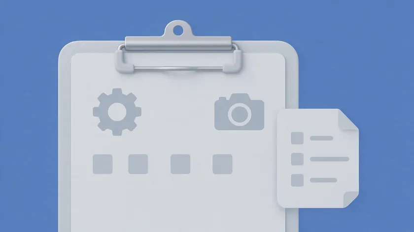 A clipboard with a camera icon and a document icon, representing the inventory and information sheets used with a landlord tenancy agreement