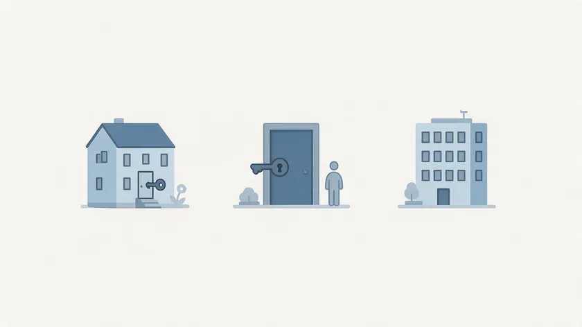 Three house icons representing different tenancy types a landlord can choose for a landlord tenancy agreement