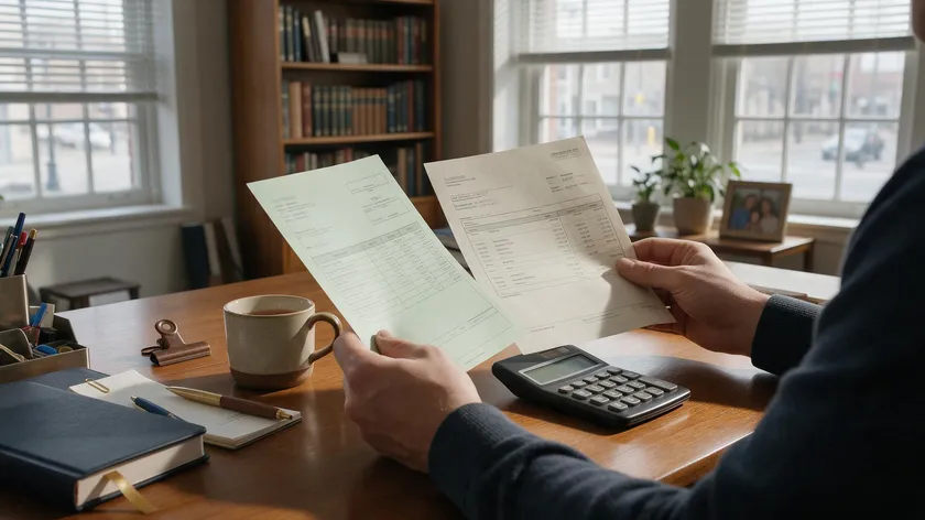 A landlord reviewing a payslip and a bank statement to assess affordability as part of a tenancy reference